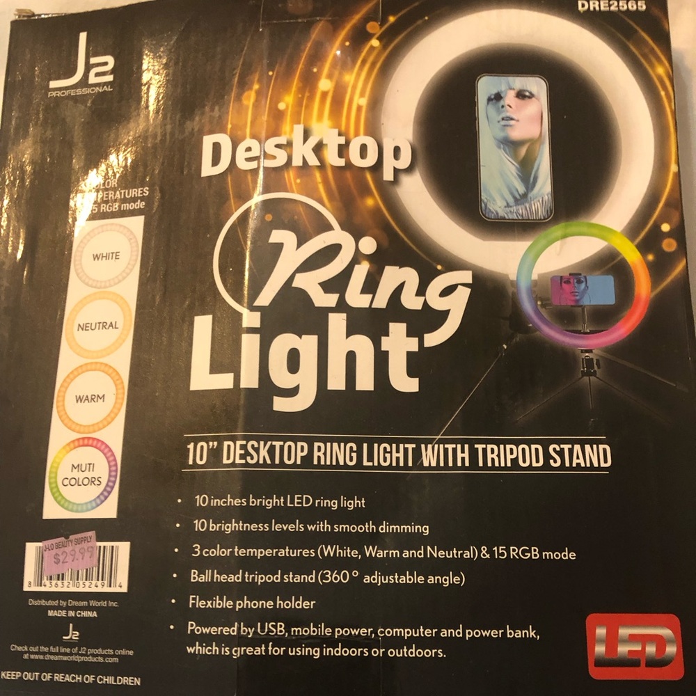 Desk top ring light 10 inch with tripod stand